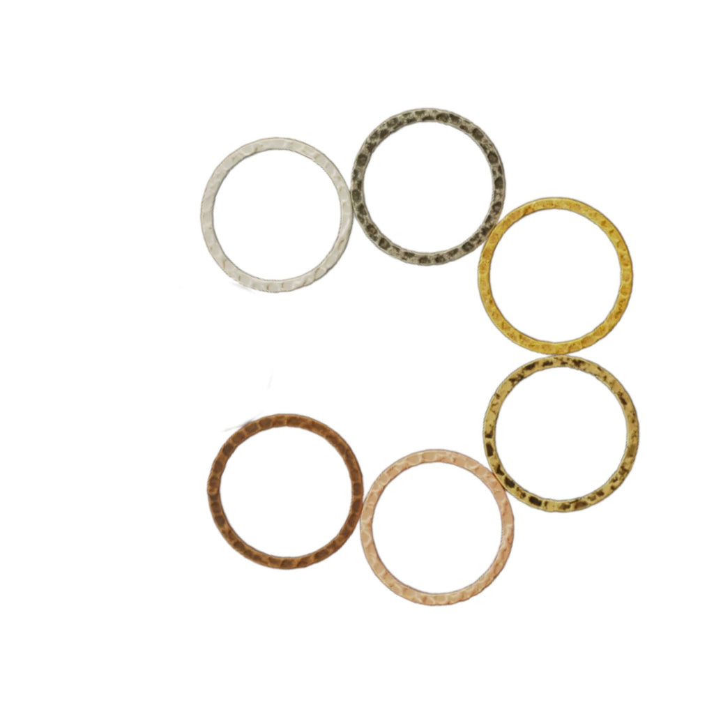 6 Hammered Round Link Components - 16mm - 6 Finishes - 100% Guarantee