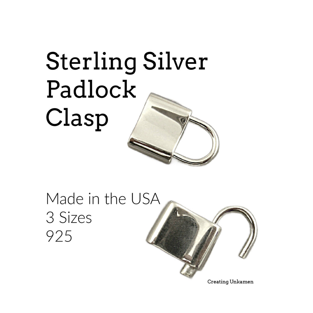 1 Sterling Silver Padlock Clasp - Shiny, Antique, or Black - You Pick Size 12mm, 15mm, 20mm - 100% Guarantee
