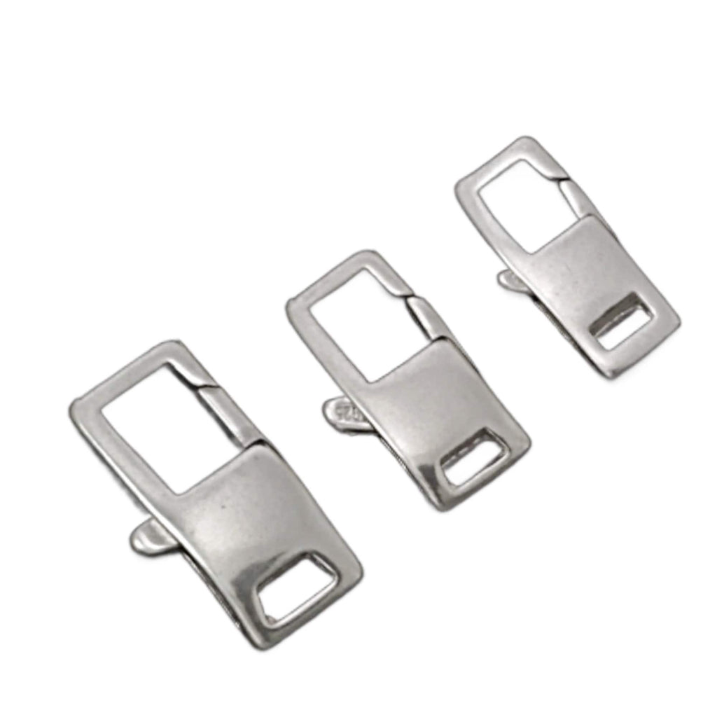 1 Sterling Silver Square Lobster Clasp - Small, Medium or Large - Shiny, Antique or Black - Made in the USA - 100% Guarantee