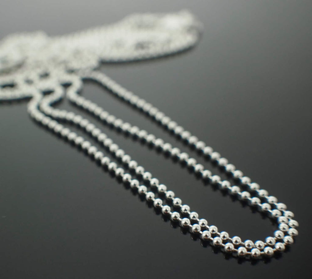 1.5mm Sterling Silver Bead Chain by the Foot or 16", 18", 20", 24", 30", 36" - Also Antique Sterling and Black Sterling Silver 925 Chain