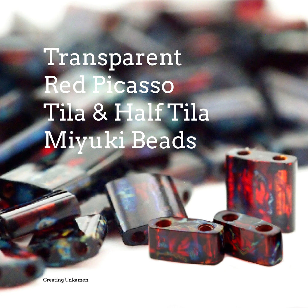 Transparent Ruby Picasso Miyuki Tila Beads - 5mm Square - 100% Guarantee