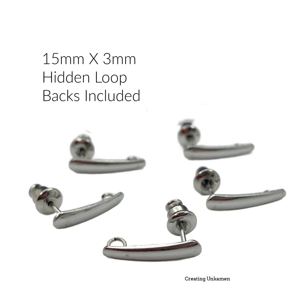 3 Pairs Stainless Steel Teardrop Posts with Loops and Backs - 100% Guarantee