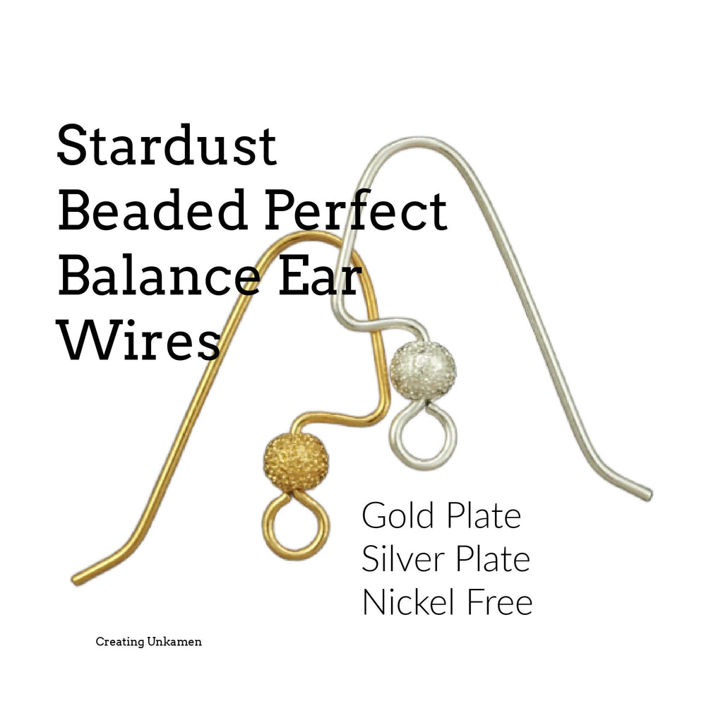 8 pairs Stardust Beaded Perfect Balance Ear Wires in Gold or Silver Plated - 100% Guarantee