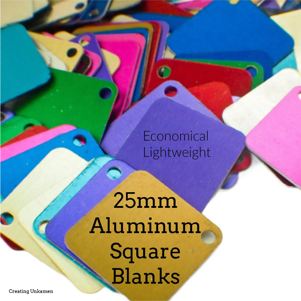 25 Economical Aluminum Square 25mm - Use as Discs, Blanks, Tags - Lightweight - 100% Guarantee