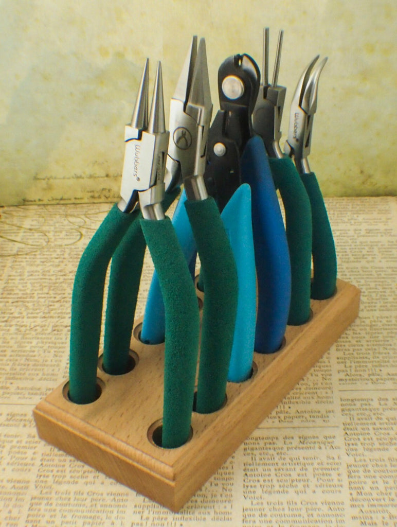 Best Tool Holder - You Pick 3, 4, 6 or 8 Tools - Wooden Blocks for Your Workbench - Free Sample Pack of Jump Rings Included