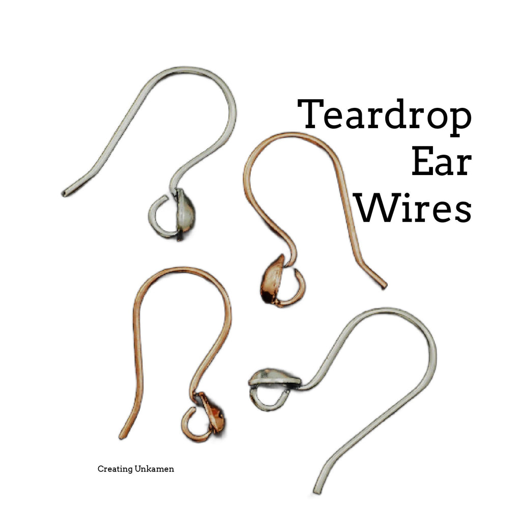 4 pairs - Ear Wires with Simple Teardrop - Antique Copper or Antique Silver Plated - 100% Guarantee