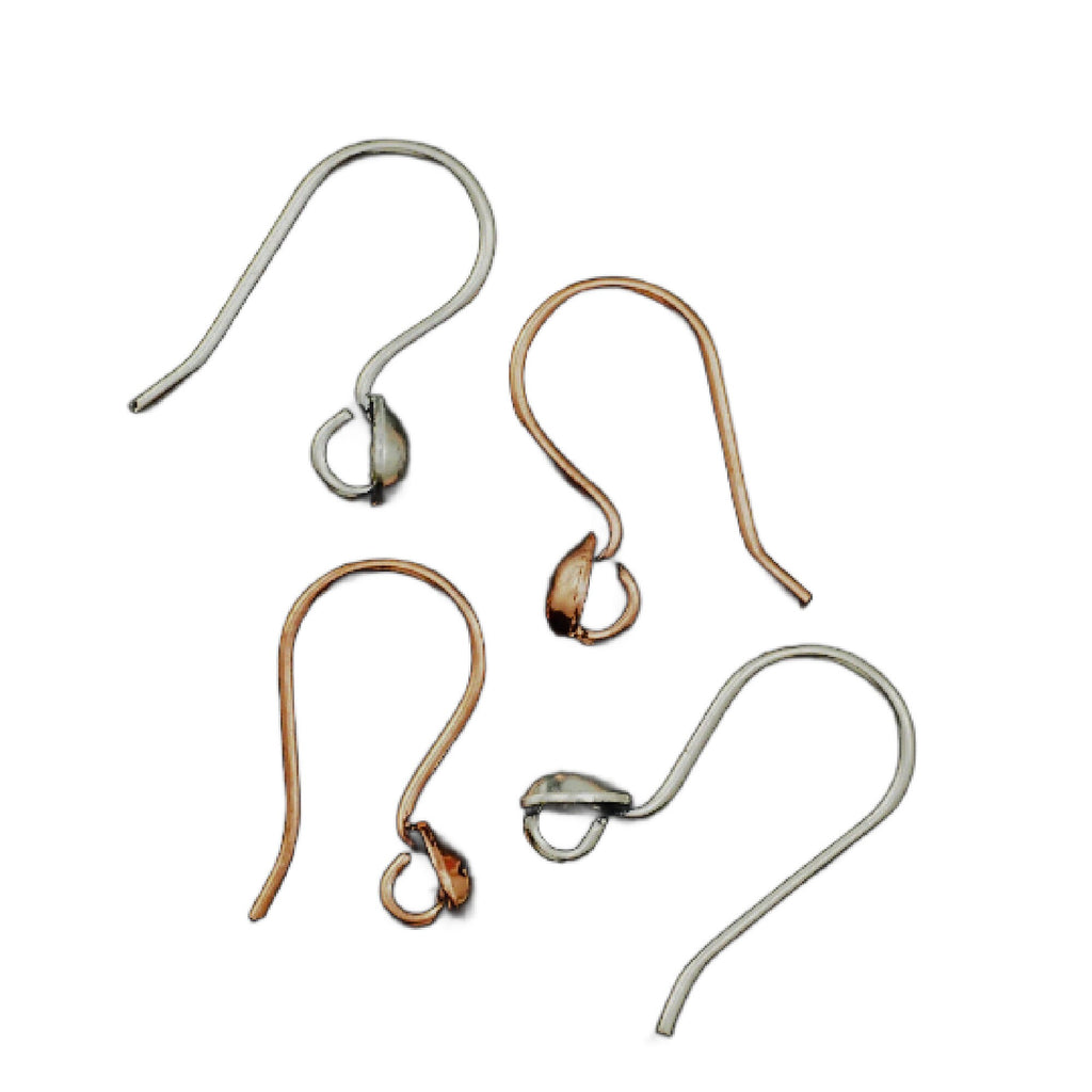 4 pairs - Ear Wires with Simple Teardrop - Antique Copper or Antique Silver Plated - 100% Guarantee