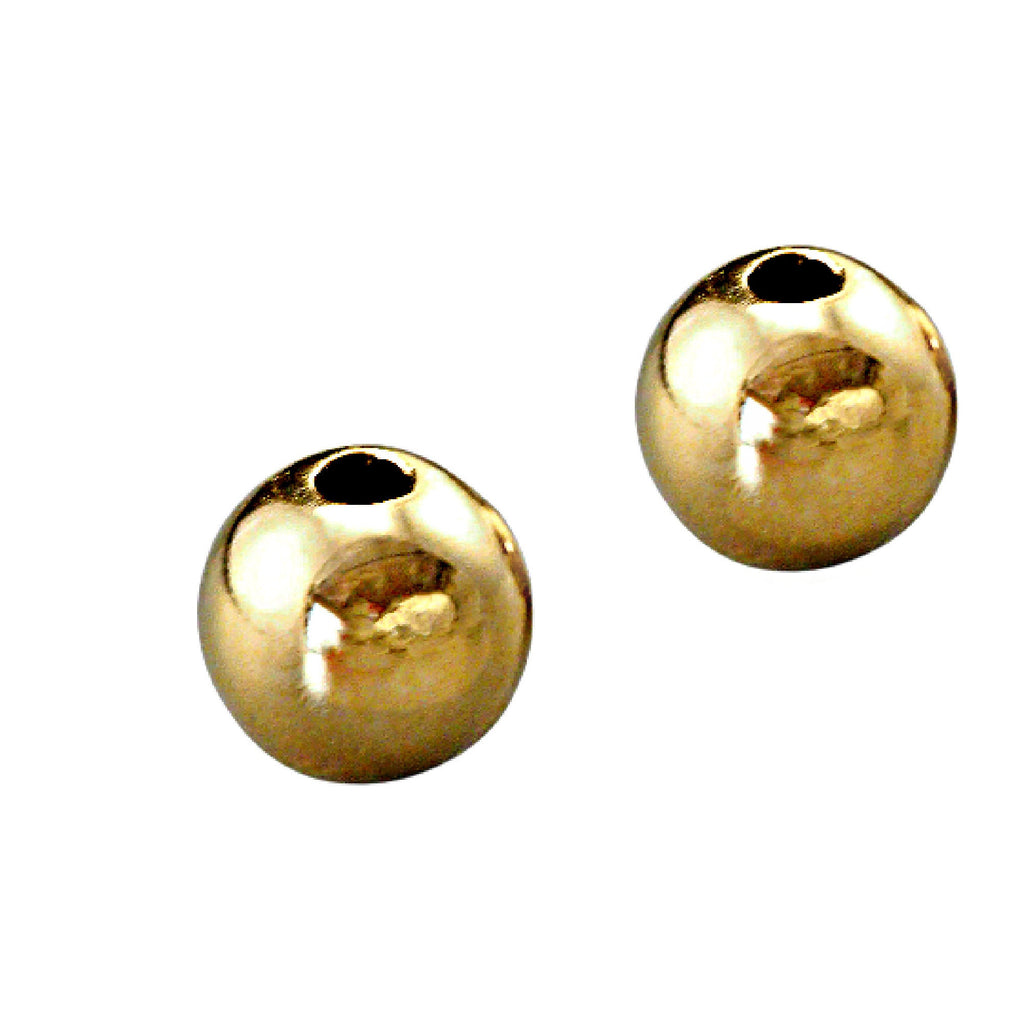 2 - 14kt Solid Gold Smooth Round Beads - 2mm, 2.5mm, 3mm, 4mm, 5mm, 6mm, 8mm - Thin or Thick Wall