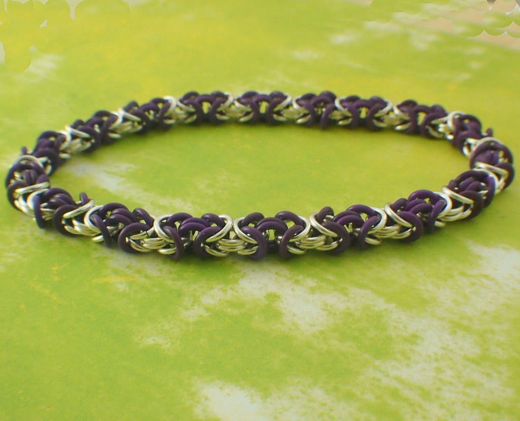 Petite Stretchy Byzantine Chainmail - Perfect Starter Bracelet Kit - Silicone and Aluminum Jump Rings