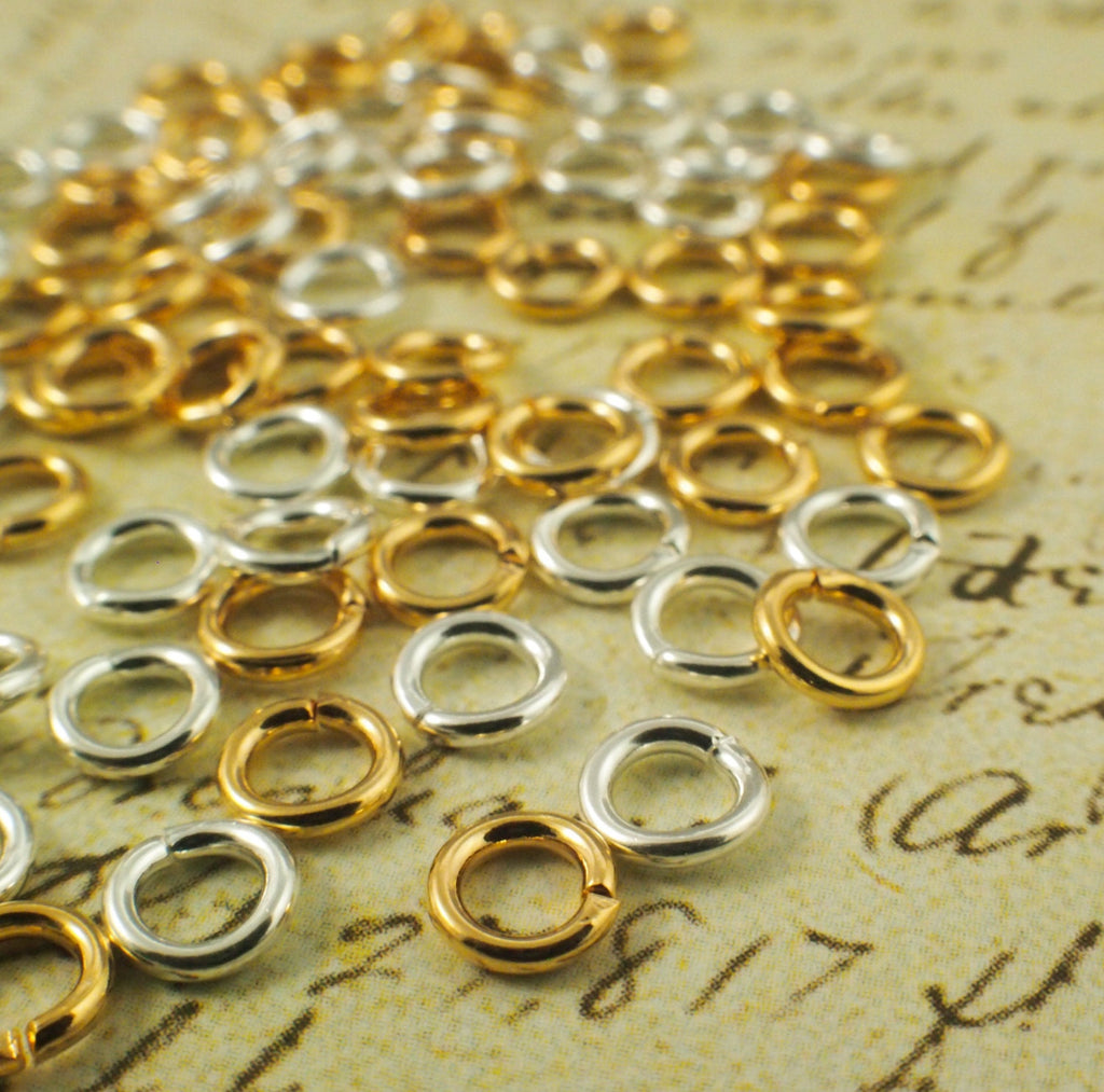 100 - 18 gauge 5mm OD  Jump Rings - Silver Plate, Gold Plate, Antique Silver, Antique Gold, Gunmetal,  Best Commercially Made