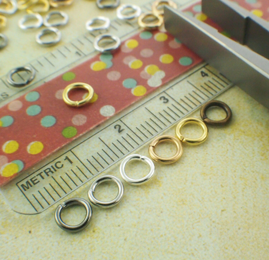 100 18 gauge 5.5mm OD Jump Rings - Best Commercially Made - Silver Plate, Gold Plate, Rose Gold Plate, Antique Gold, Gunmetal, Bright Silver
