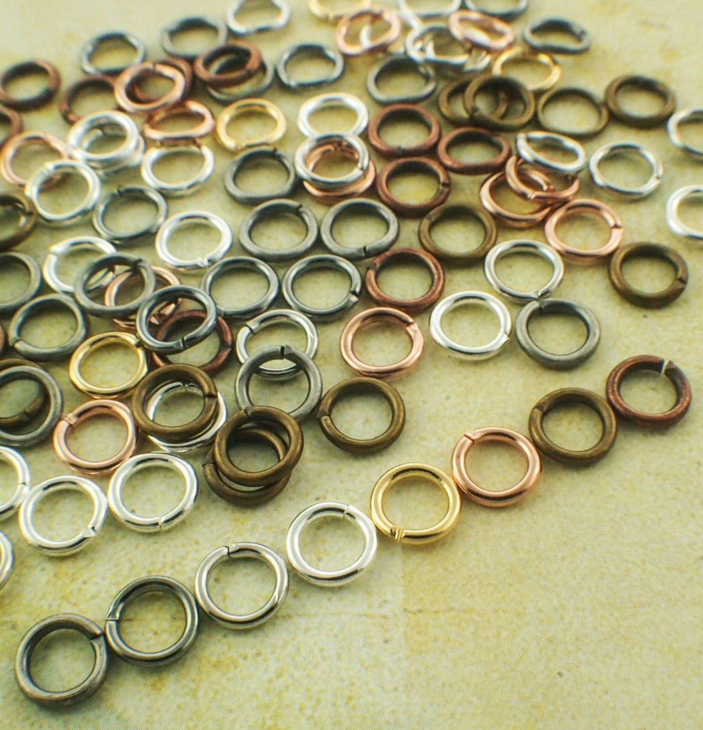 100 Jump Rings 18 gauge 6mm OD - Silver Plate, Gold Plate, Gunmetal, Antique Copper, Antique Silver, Antique Gold - Best Commercially Made