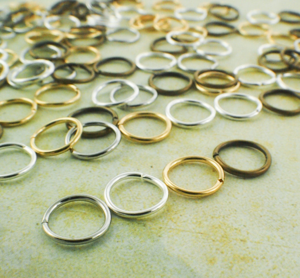 100 Jump Rings 18 gauge 9mm OD - Best Commercially Made - Silver Plate, Gold Plate, Antique Gold, Bright Silver or Mix- 100% Guarantee