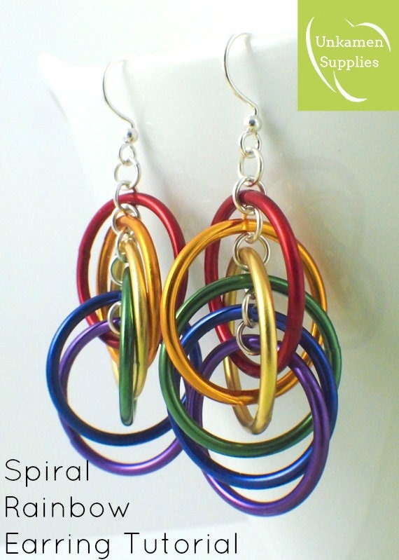 Rainbow Spiraled Mobius Hoops Earrings Tutorial - Colorful, Easy and Perfect for the Beginner - Expert PDF