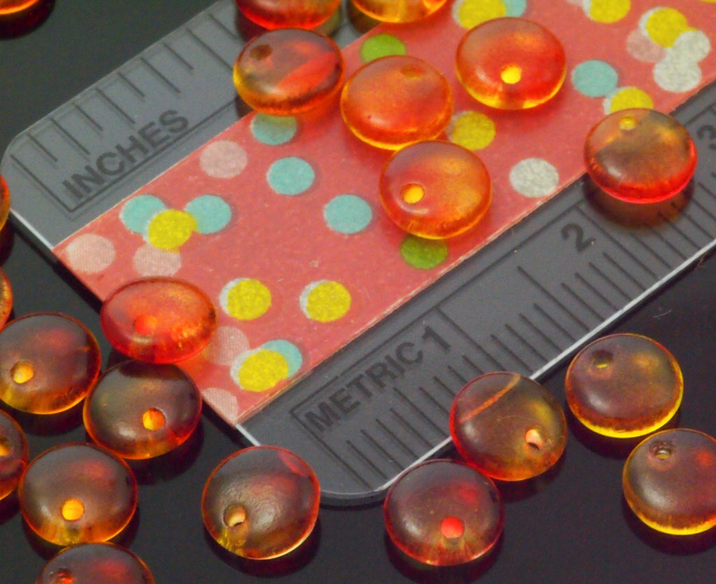 25 Lentil Beads 6mm Dual Coated Fuchsia Lemon Czech Pressed Glass - 100% Guarantee