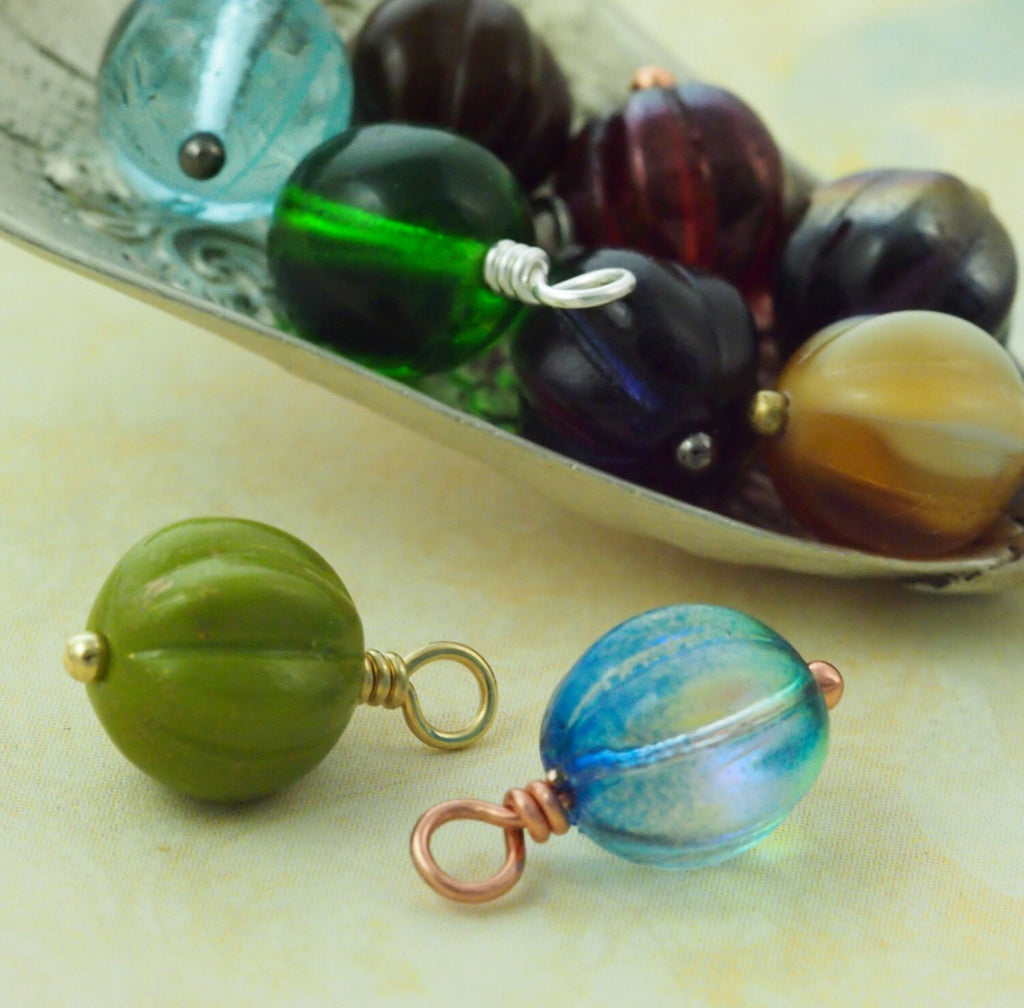 15 - 8mm Turquoise Picasso Melon Beads - Corrugated Czech Glass Rounds - 100% Guarantee