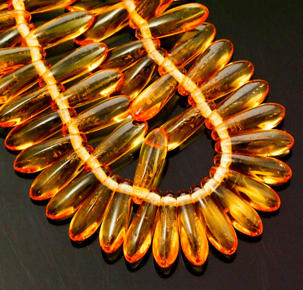 25 - 100% Guaranteed Medium Topaz Dagger Beads 3mm X 10mm