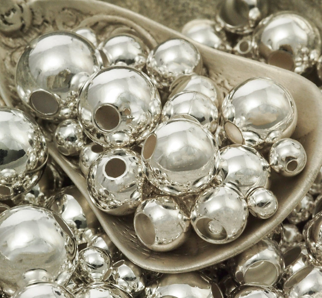 25 Premium Silver Plated Smooth Round Beads - You Pick Size 3mm, 4mm, 6mm, 8mm, 10mm, or Mix