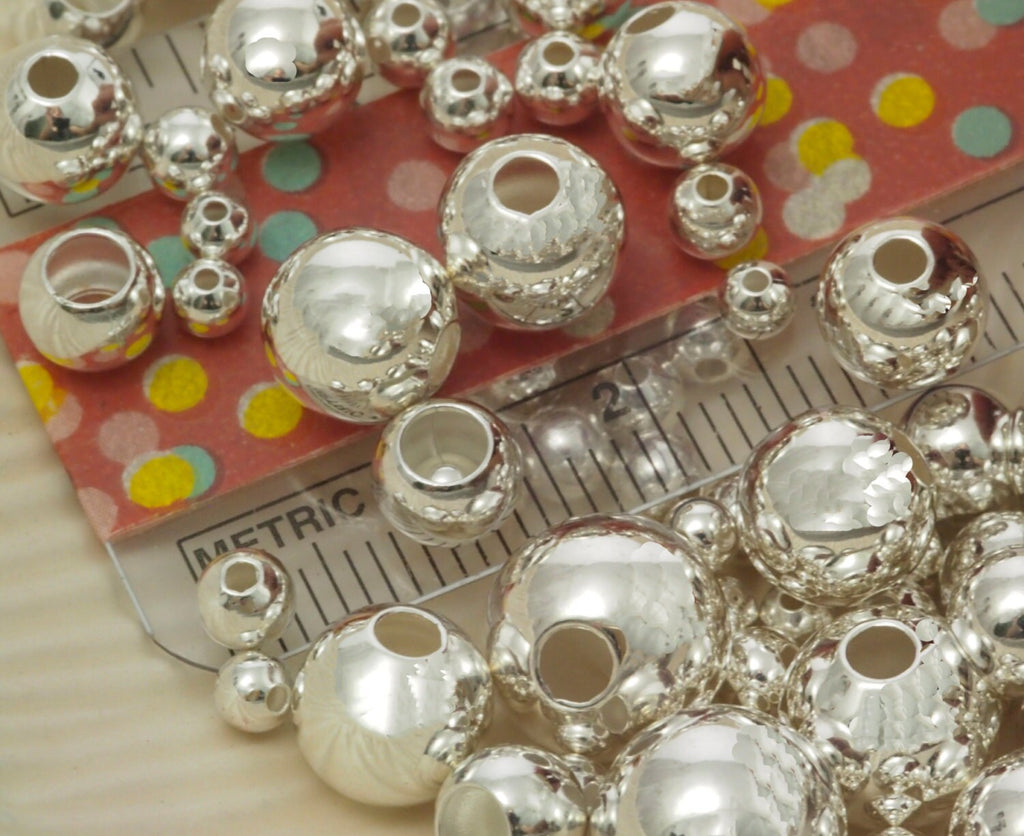 50 Silver Plated Smooth Round Beads - You Pick Size 2.5mm, 3mm, 4mm, 5mm, 6mm, 7mm, 8mm, 9mm, 10mm or Mix