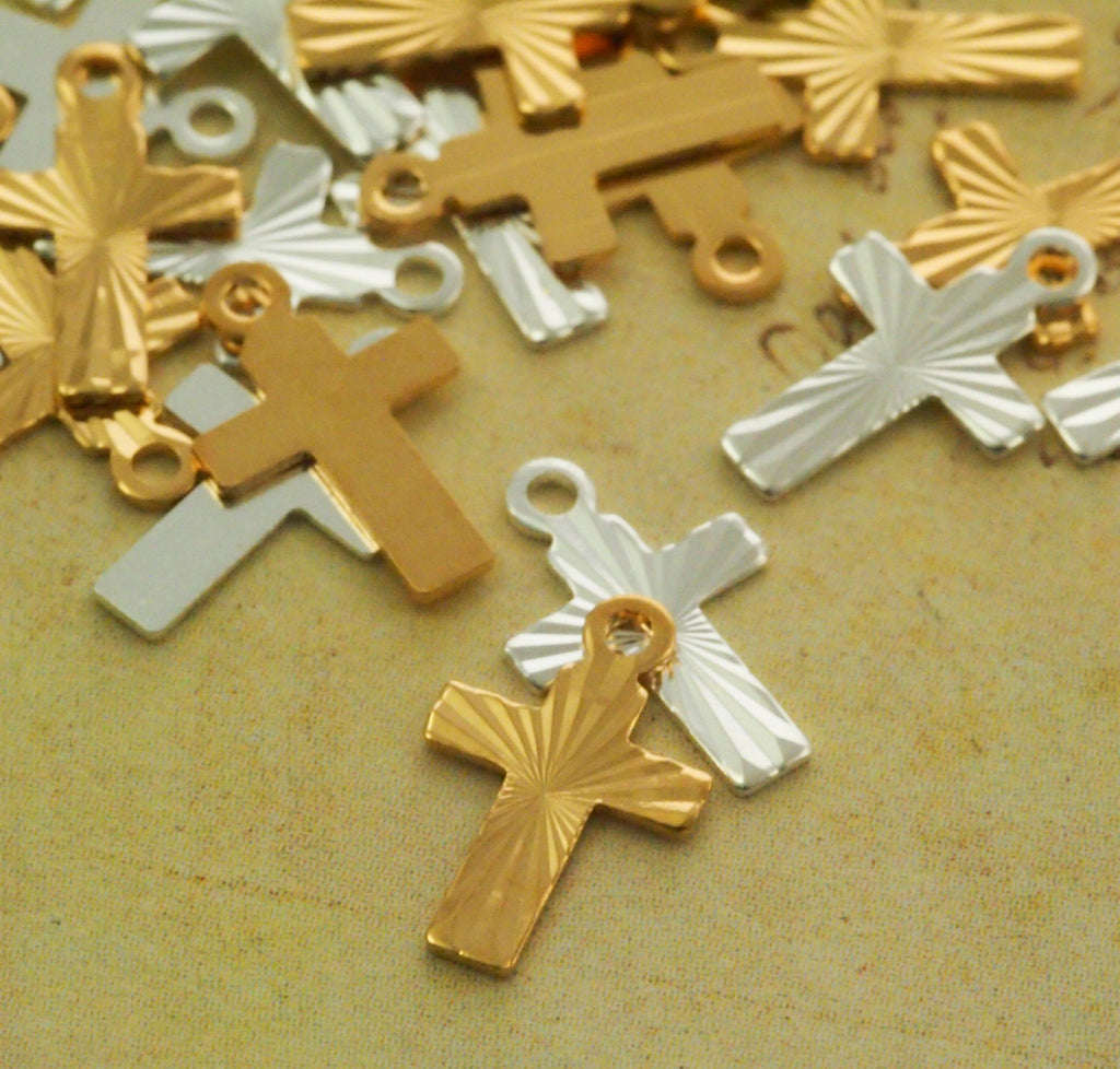 15 Gold or Silver Plated Cross Charms - 9mm X 7mm - 100% Guarantee