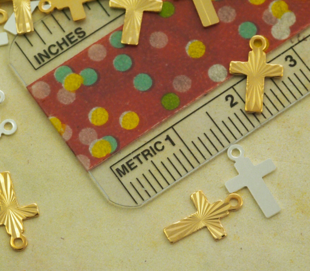 15 Gold or Silver Plated Cross Charms - 9mm X 7mm - 100% Guarantee