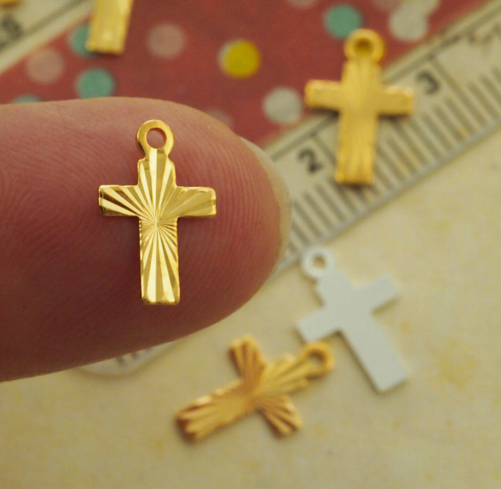 15 Gold or Silver Plated Cross Charms - 9mm X 7mm - 100% Guarantee