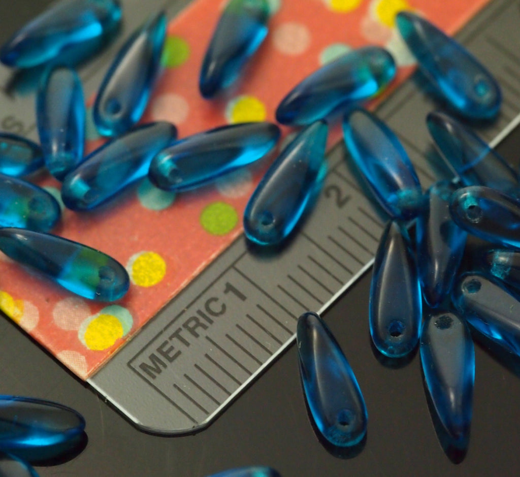 25 Capri Blue Dagger Beads 3mm X 10mm or 5mm X 16mm - 100% Guarantee