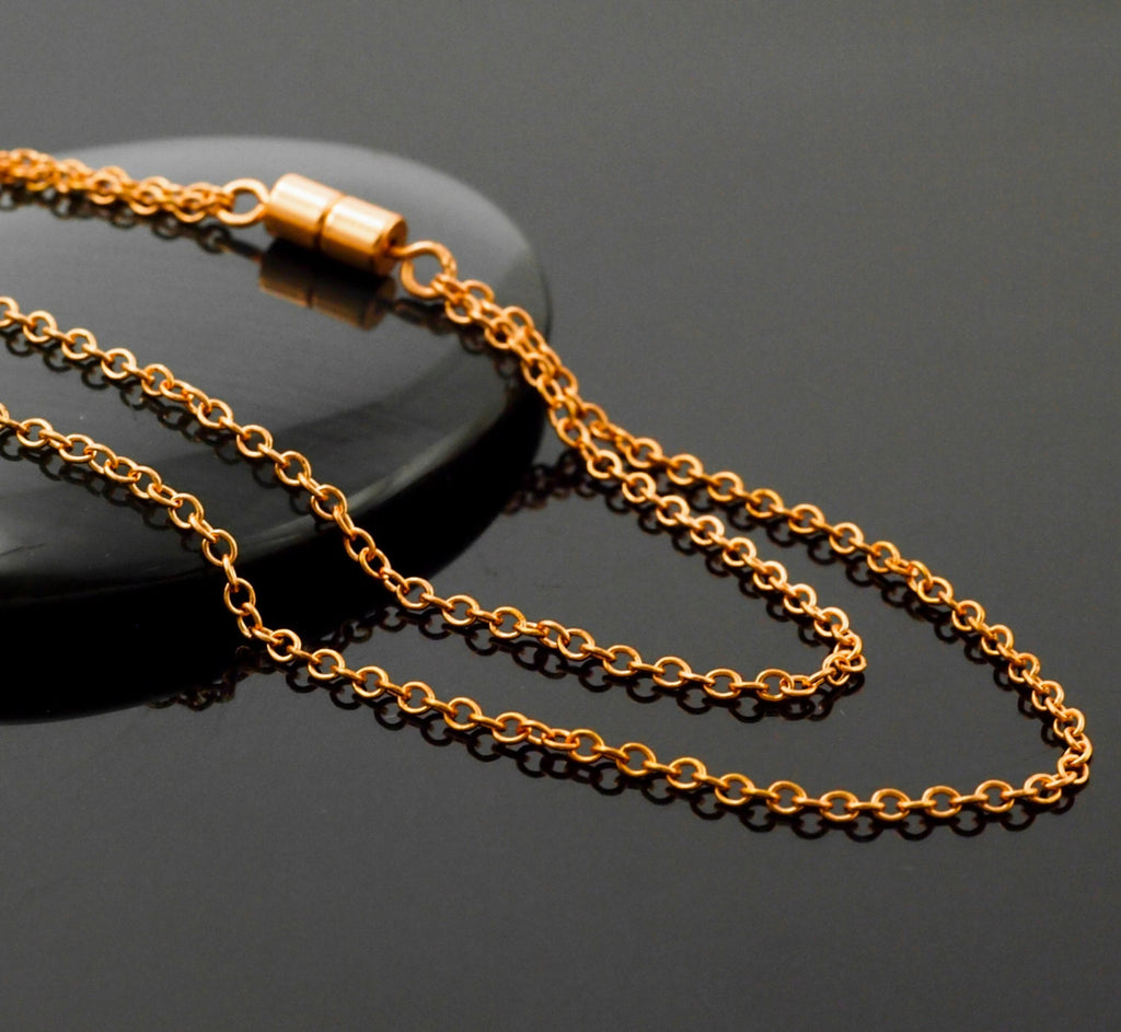 Solid Copper 1.7mm Links - Oval Cable Chain - By The Foot, Finished with Lobster Clasp or Finished with Magnetic Clasp and Safety Catch