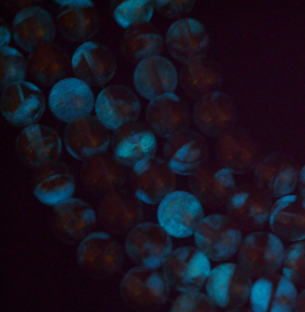 15 - 8mm Glow in the Dark Topaz Pink Beads - Luster Transparent Smooth Czech Glass Rounds -100% Guarantee