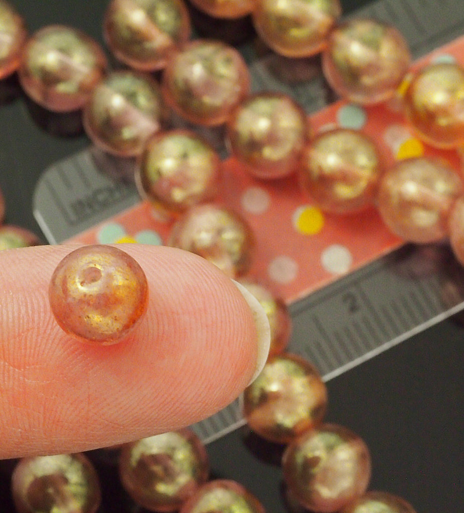 15 - 8mm Glow in the Dark Topaz Pink Beads - Luster Transparent Smooth Czech Glass Rounds -100% Guarantee