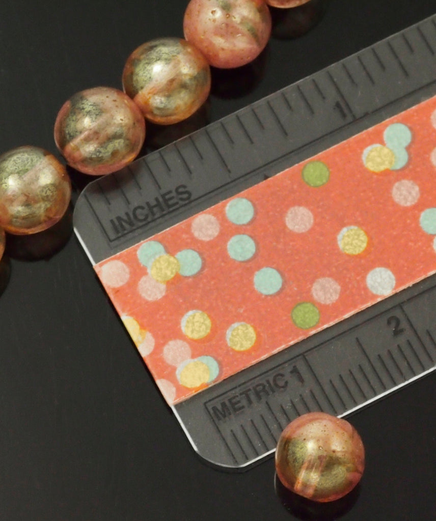 15 - 8mm Glow in the Dark Topaz Pink Beads - Luster Transparent Smooth Czech Glass Rounds -100% Guarantee