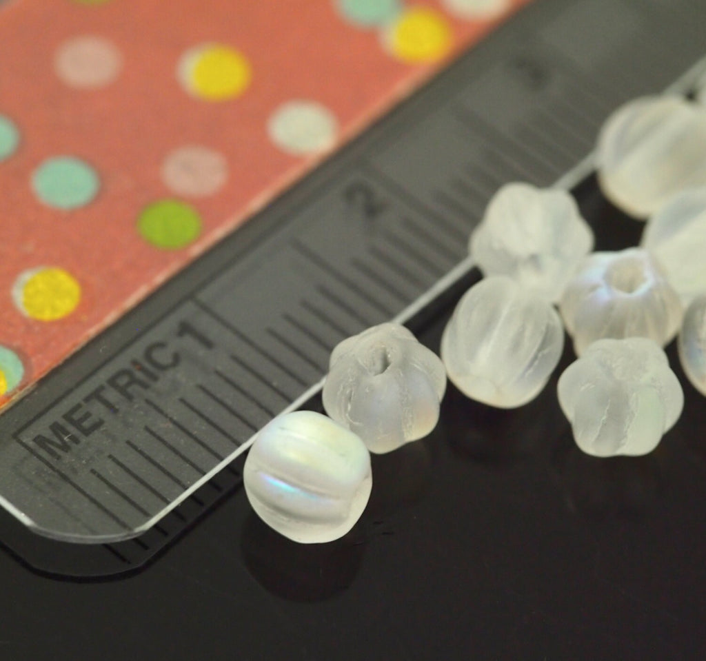 30 - 100% Guaranteed 5mm Matte Crystal AB Melon Beads - Corrugated Czech Glass Rounds