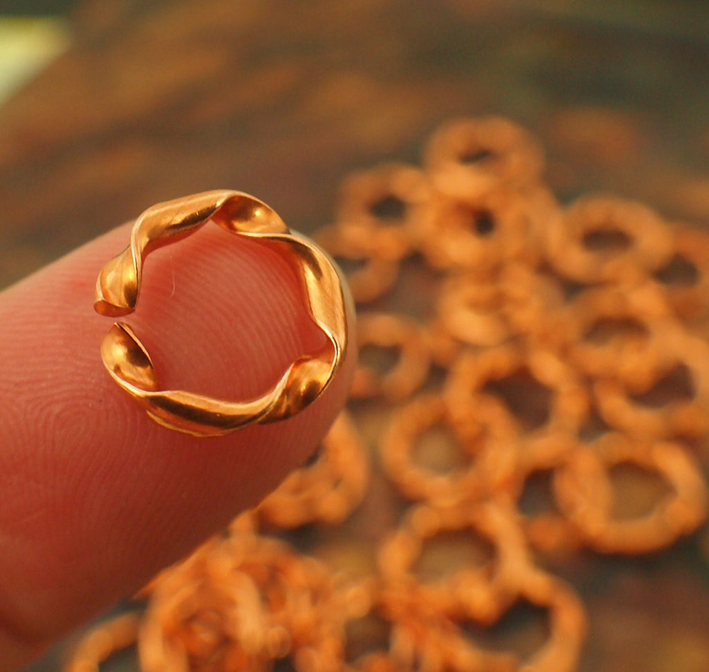 50 Solid Copper Jump Rings - Twisted Half Round - You Pick Gauge and Diameter