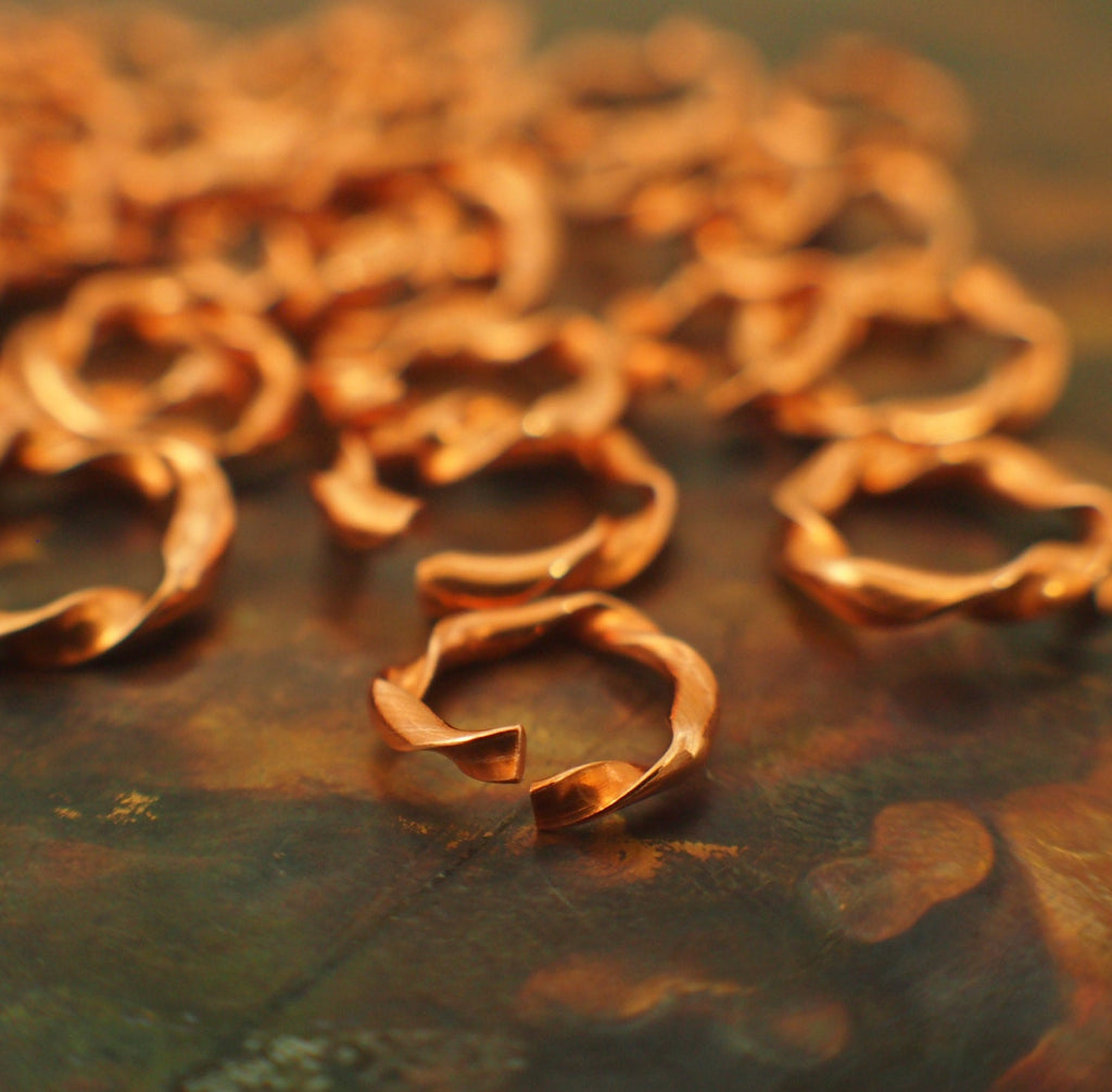 50 Solid Copper Jump Rings - Twisted Half Round - You Pick Gauge and Diameter