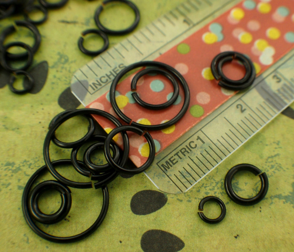 100 Black Jump Rings - Custom Handmade in 10, 12, 14, 16, 18, 20,  22  or 24 gauge - 100% Guarantee