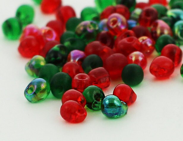 Holly and Ivy Drop Miyuki Bead Mix - Warm and Spicy Holiday - 12, 24 or 48 grams