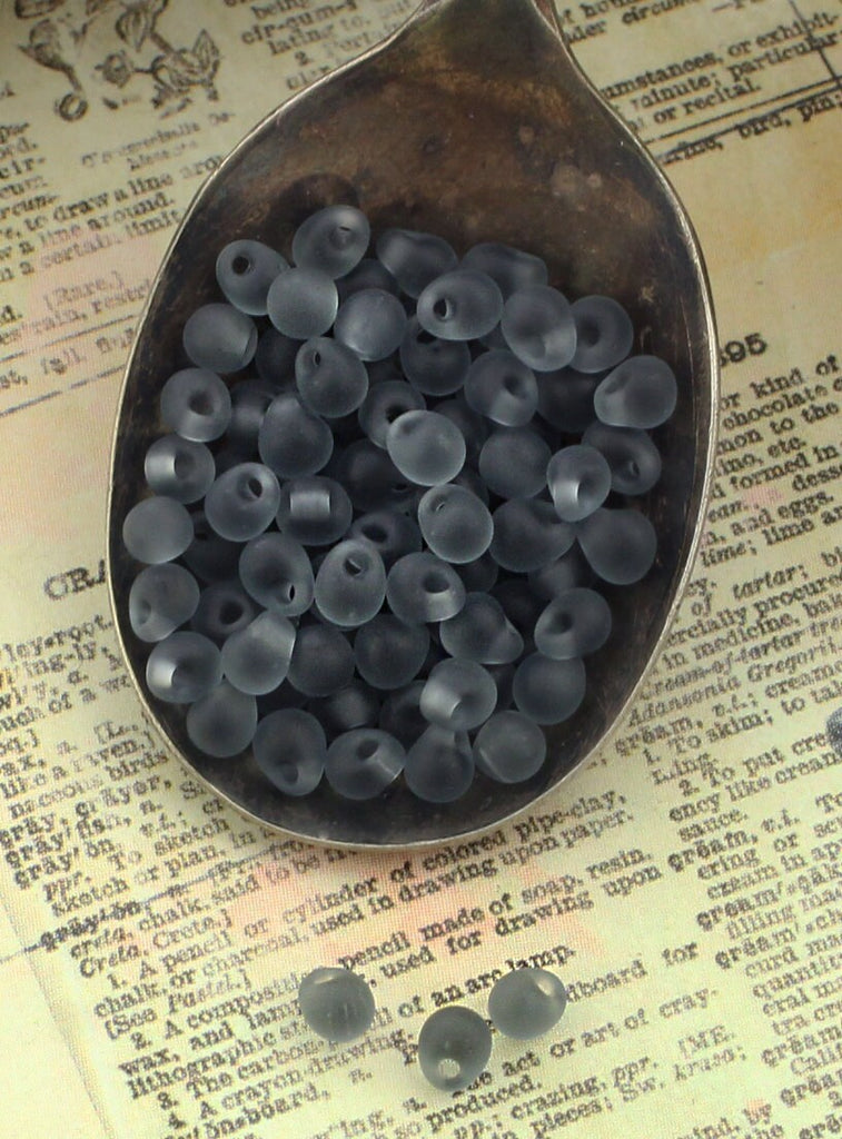 Miyuki Matte Transparent Grey Drop Beads