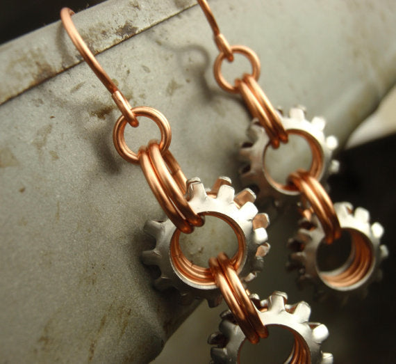 On The Edge Steampunk Earring Kit - Your Choice of Colors - Modern Chainmaille