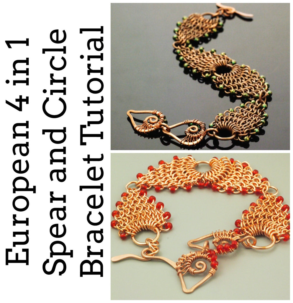 Chainmaille Bracelet and Wire Wrapped Clasp Tutorial - European 4 in 1 Spear and Circle - Expert PDF