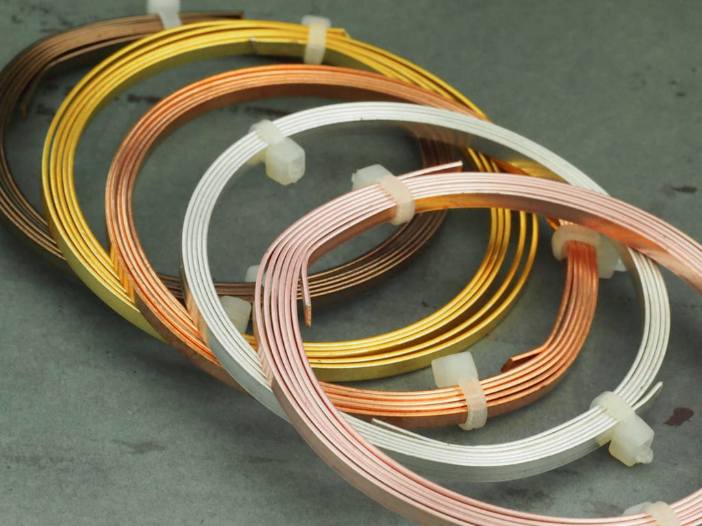 Flat Artistic Wire - Non Tarnish Silver Plate, Antique Brass, Rose Gold Color, Gold Color, Bare Copper