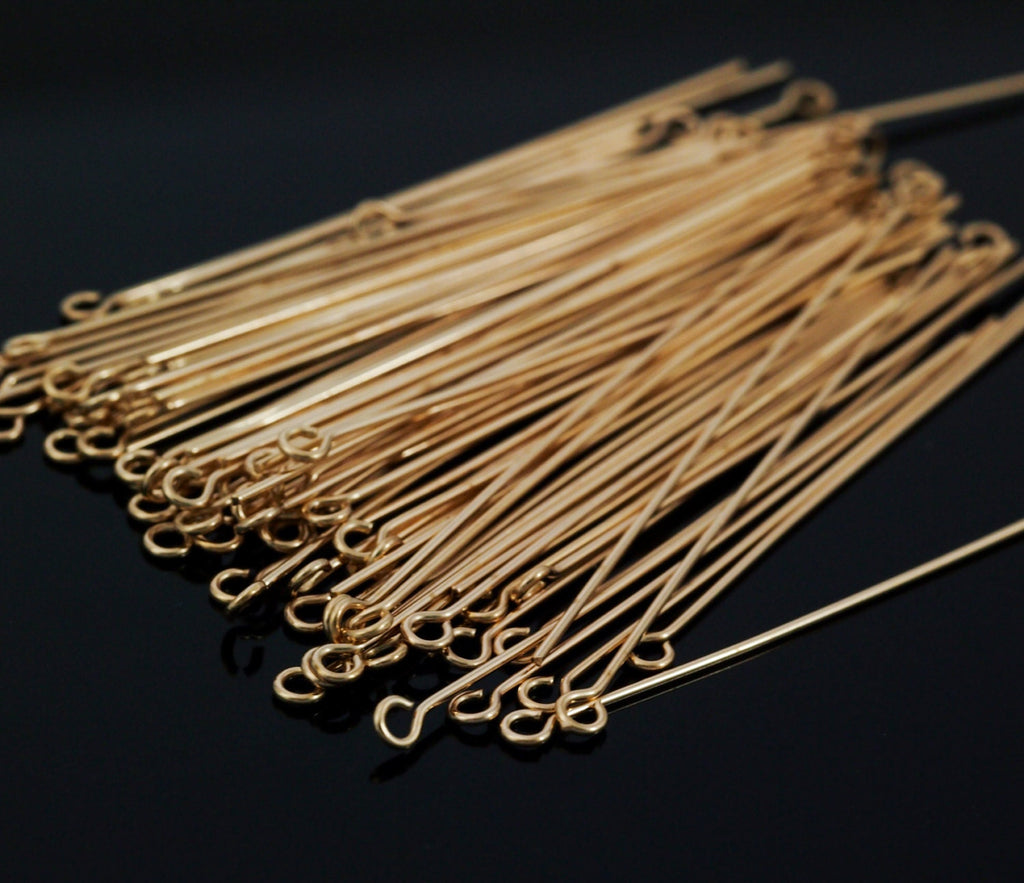 100 Solid Bronze Stunning Eye Pins - 22 gauge - 2 inches 5 cm - Raw or Oxidized - Made in the USA