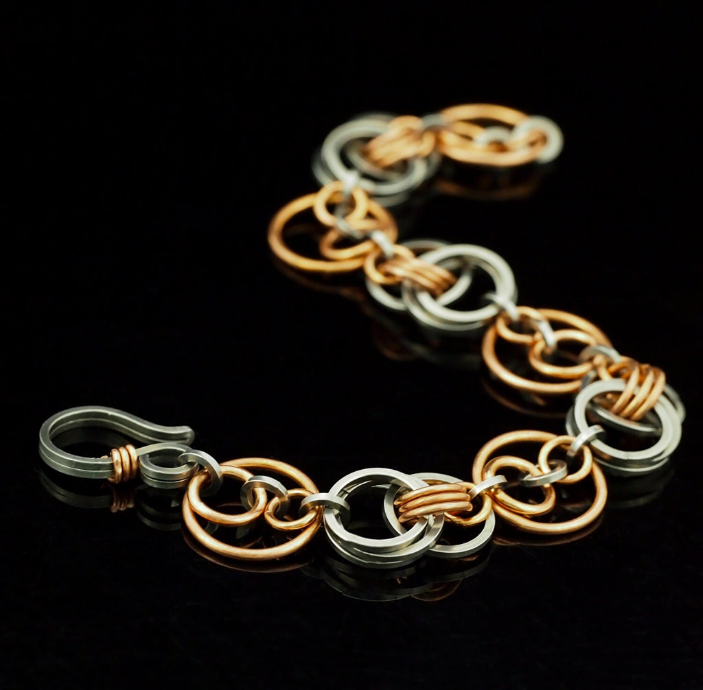 Crop Circles Stainless Steel and Copper Chainmaille Bracelet - Expert PDF - Easy Chainmaille