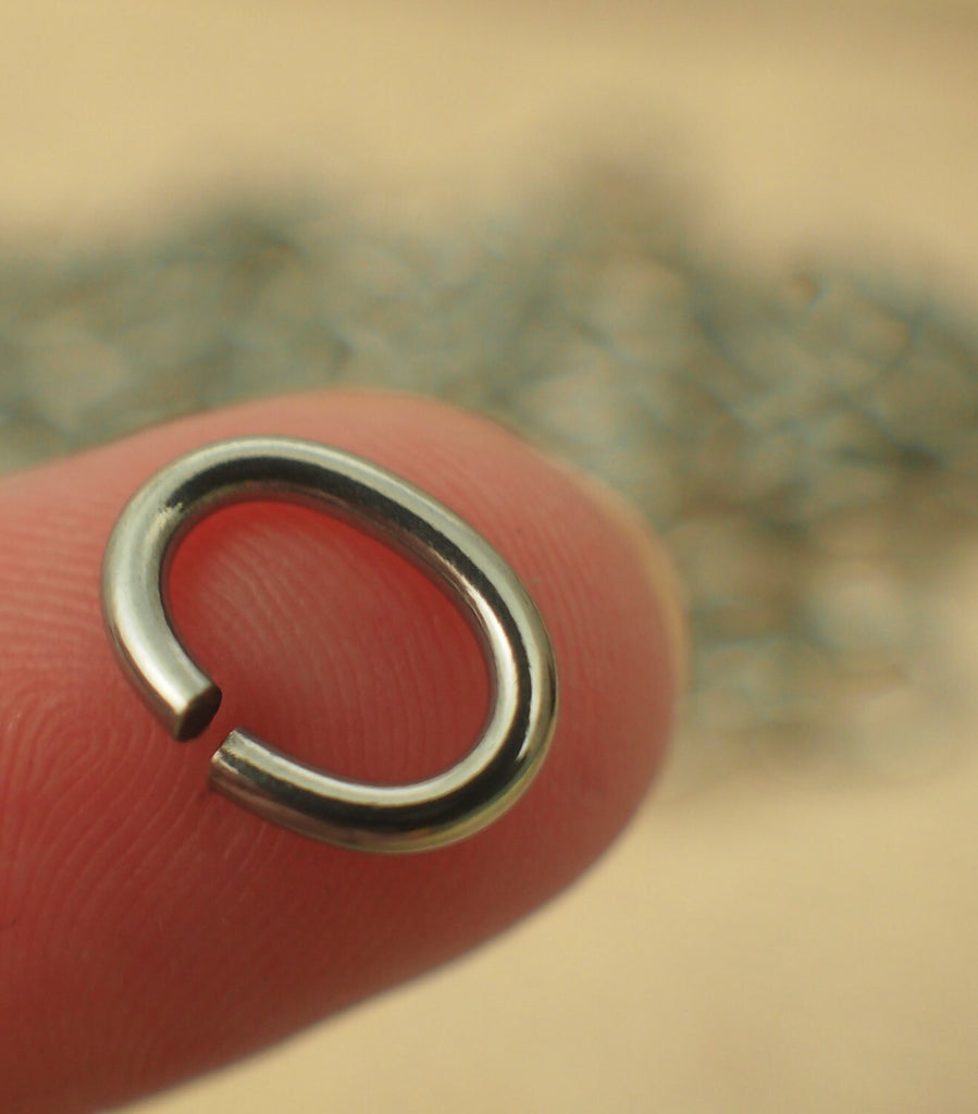 25 Stainless Steel Oval Jump Rings 14 gauge 8mm X 4mm ID - Hand Crafted Solid Metal Links - Nickel Free