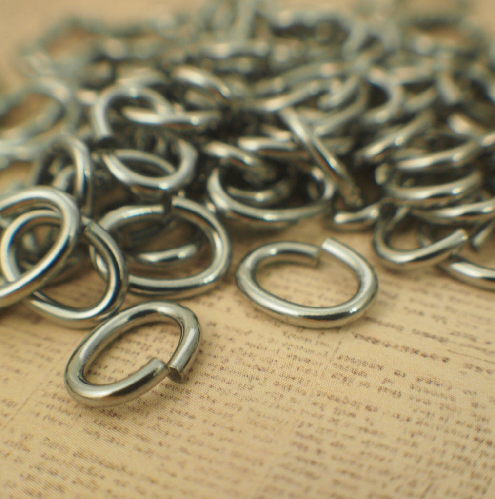 25 Stainless Steel Oval Jump Rings 14 gauge 8mm X 4mm ID - Hand Crafted Solid Metal Links - Nickel Free