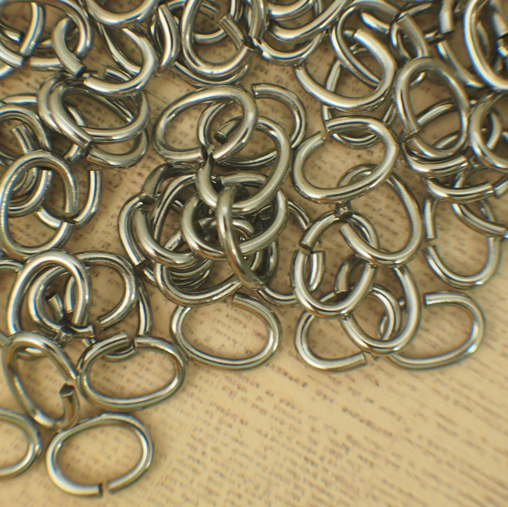 25 Stainless Steel Oval Jump Rings 14 gauge 8mm X 4mm ID - Hand Crafted Solid Metal Links - Nickel Free