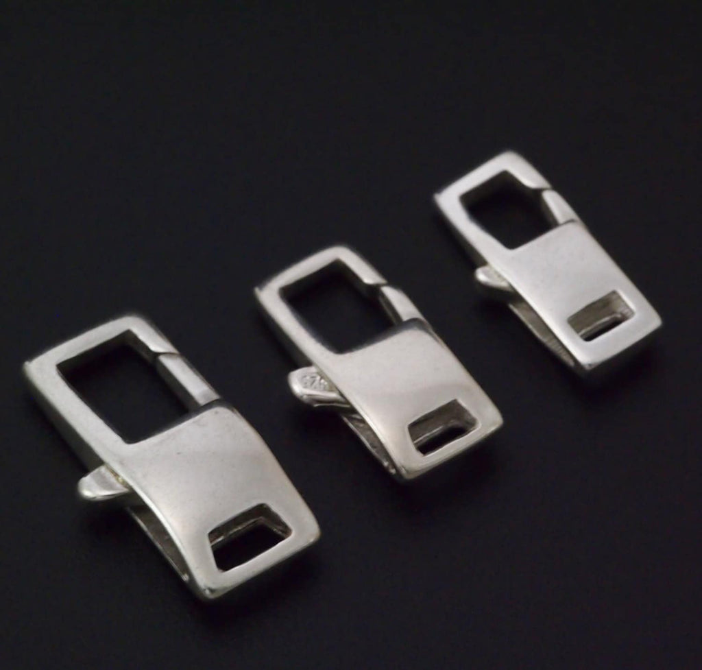 1 Sterling Silver Square Lobster Clasp - Small, Medium or Large - Shiny, Antique or Black - Made in the USA - 100% Guarantee