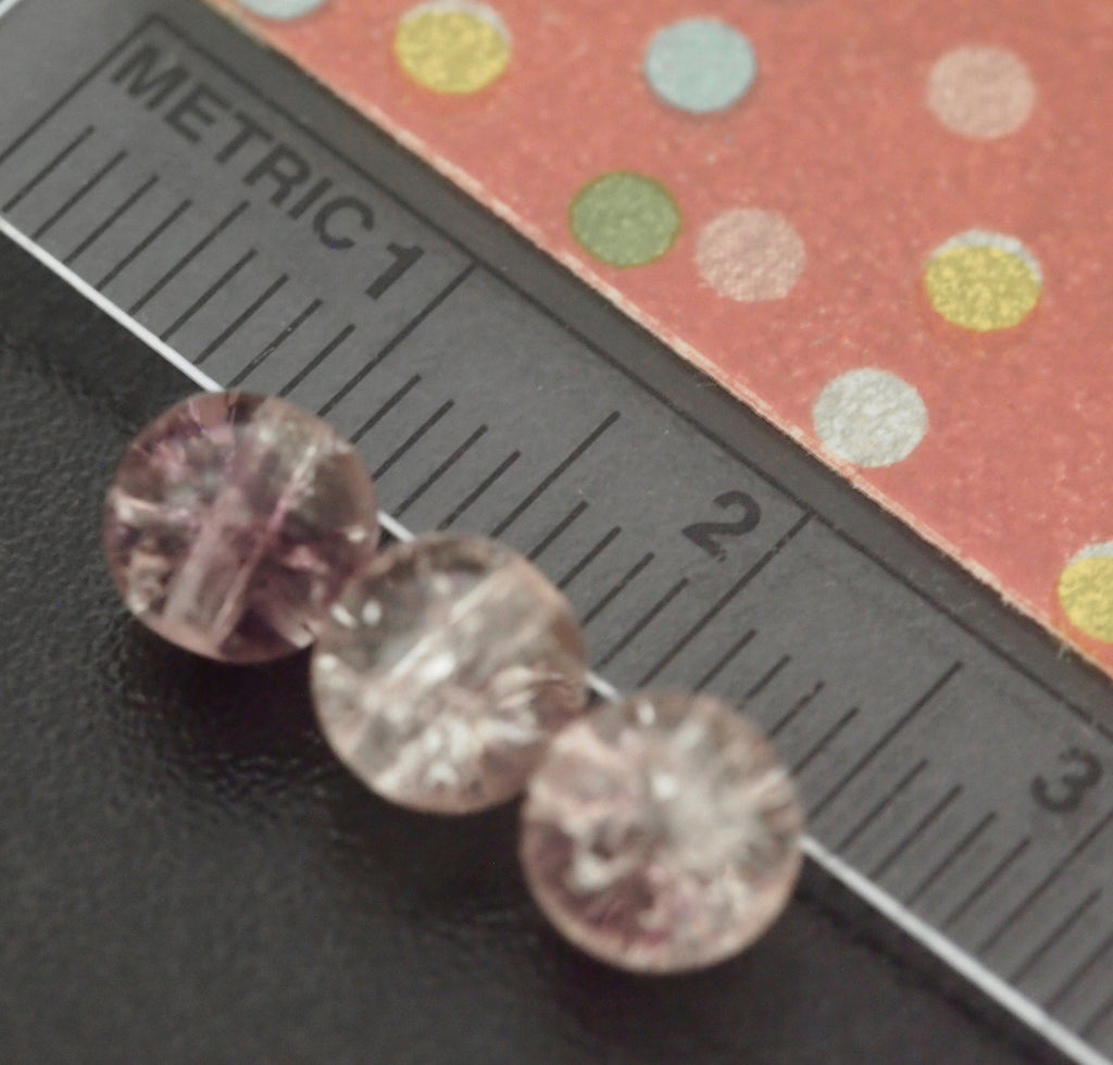 40 - 6mm Rosaline Amethyst Round Crackle Czech Beads - 100% Guarantee