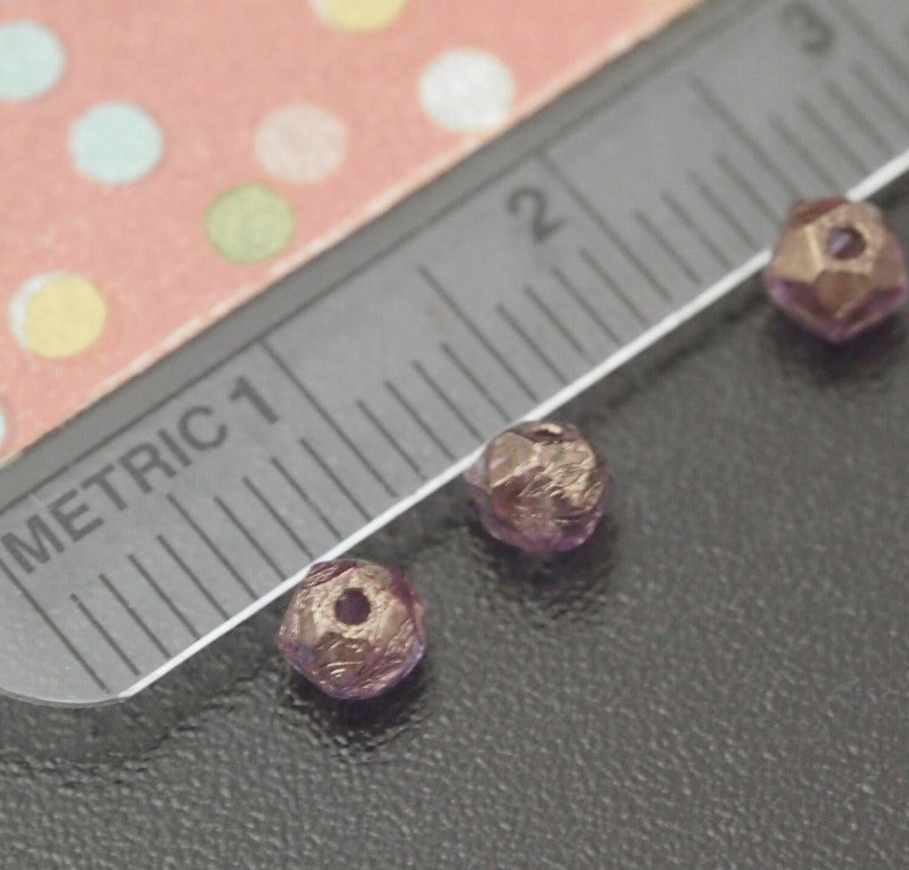 4 Grams - 4mm Czech Luster Iris Amethyst English Cut Round Beads - 100% Guarantee