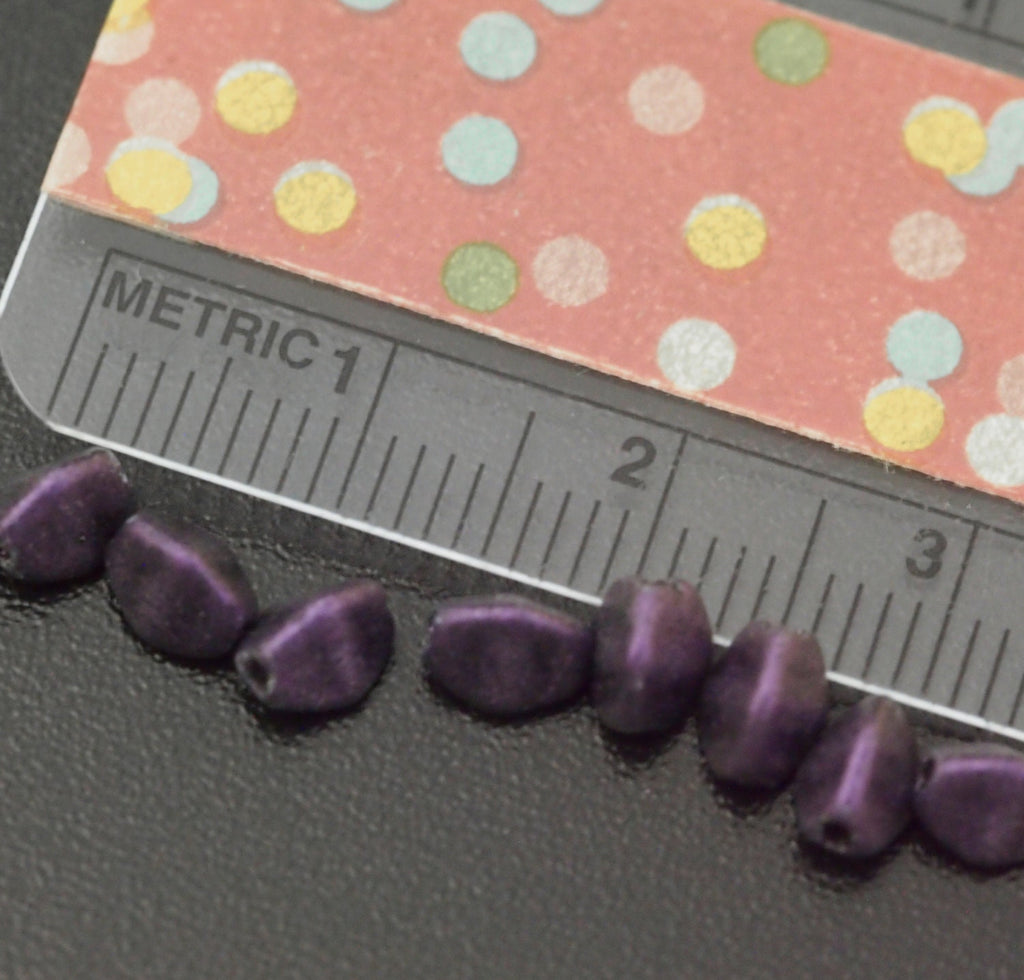 40 - 5mm x 3mm Chrome Purple Pinch Czech Beads - 100% Guarantee