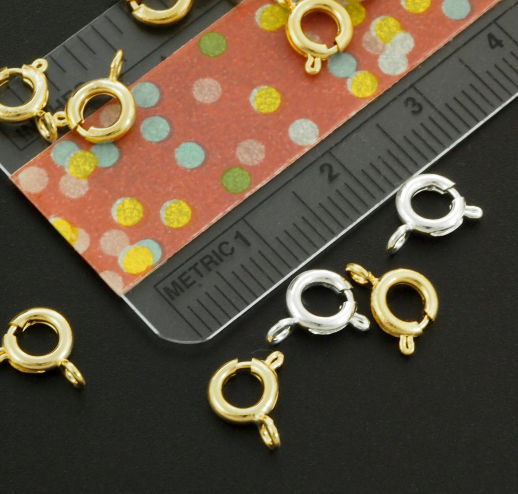 10 - 6mm Spring Clasps - Silver Plated or Gold Plated Brass - Best Commercially Made - 100% Guarantee